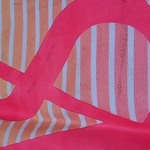 VICTORIA SECRET OMBRE NEON STRIPES CANVAS TOTE BAG - Picture 5 of 11